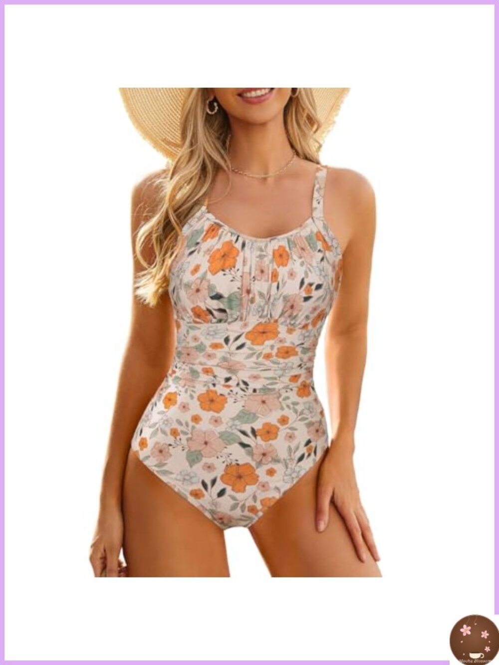 Women Modest One Piece Swimsuit Tummy Control Full Coverage Bathing Suit